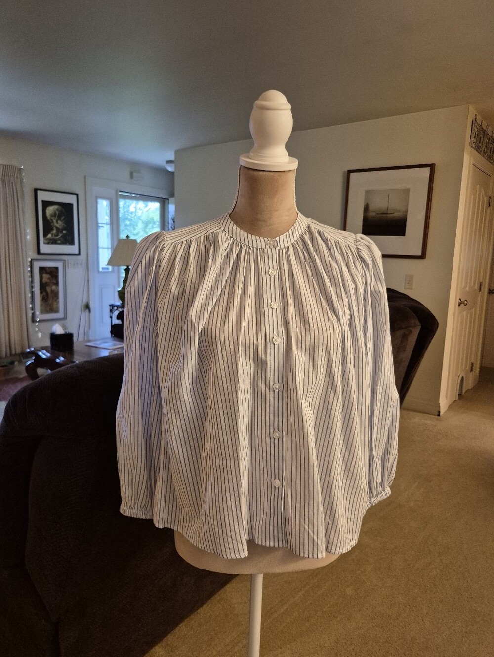 NWT Lot Of 2 Free Assembly Cotton Shirred Button Down Blouses Size XS - Picture 12 of 16